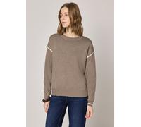 Sweatshirt STREET ONE, Damen, Gr. 42, braun (light terra mocha meliert), Sweatware, 60% Viskose, 20% Baumwolle, 20% Nylon, unifarben, normal, Rundhals, Sweatshirts Sweatshirt, mit Kontrastdetails (669