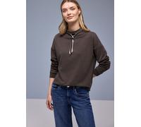Sweatshirt STREET ONE, Damen, Gr. 42, braun (molten earth), Sweatware, Obermaterial: 46% Modal, 46% Polyester, 8% Elasthan, unifarben, bequem hüftbedeckend, Rundhals, Bündchen, Sweatshirts Sweatshirt,