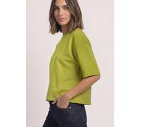 Sweatshirt STREET ONE, Damen, Gr. 42, grün (apple lime), Sweatware, 65% Baumwolle, 35% Polyester, unifarben, comfort fit, Rundhals, normaler Saum, Sweatshirts Sweatshirt, mit Rundhalsausschnitt (12491