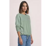 Sweatshirt STREET ONE, Damen, Gr. 42, grün (eucalyptus grün), Sweatware, 85% Baumwolle, 15% Polyester, unifarben, regular fit, Rundhals, Bündchen, Sweatshirts Sweatshirt, mit Tunnelzug am Saum (376381