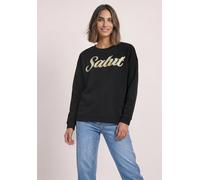 Sweatshirt STREET ONE, Damen, Gr. 42, schwarz, Sweatware, 60% Baumwolle, 40% Polyester, unifarben, comfort fit, Rundhals, Bündchen, Sweatshirts Sweatshirt, mit Artwork (86517719-42) schwarz