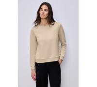 Sweatshirt STREET ONE, Damen, Gr. 44, cotton beige, Sweatware, 85% Baumwolle, 15% Polyester, unifarben, comfort fit, Rundhals, Bündchen, Sweatshirts Sweatshirt, mit Rundhalsausschnitt (71479205-44) co
