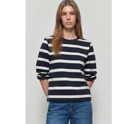 Sweatshirt STREET ONE, Damen, Gr. 44, shadowed navy, Sweatware, 83% Baumwolle, 17% Polyester, gestreift, normal, Rundhals, Rippbündchen, Sweatshirts Sweatshirt (85314247-44) shadowed navy