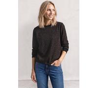 Sweatshirt STREET ONE, Damen, Gr. 46, braun (molten earth), Sweatware, 85% Baumwolle, 15% Polyester, comfort fit, Rundhals, Rippbündchen, Sweatshirts Sweatshirt, mit Leomuster (81610918-46) molten ear