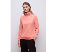 Sweatshirt STREET ONE, Damen, Gr. 46, light apricot, Sweatware, 85% Baumwolle, 15% Polyester, unifarben, comfort fit, hoch geschlossener Ausschnitt, Bündchen, Sweatshirts Sweatshirt, mit Stehkragen (3
