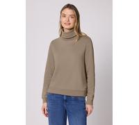 Sweater STREET ONE, Damen, Gr. 46, light terra mocha, Sweatware, Obermaterial: 85% Baumwolle, 15% Polyester, unifarben, normal hüftbedeckend, Rundhals, Bündchen, Sweatshirts Sweater, mit Stehkragen (1