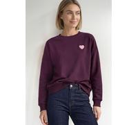 Sweatshirt STREET ONE, Damen, Gr. 46, lila (berry maroon), Sweatware, 60% Baumwolle, 40% Polyester, unifarben, comfort fit, Rundhals, Rippbündchen, Sweatshirts Sweatshirt, mit Rundhalsausschnitt (1654