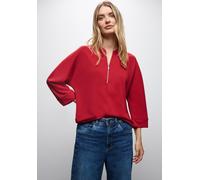 Sweatshirt STREET ONE, Damen, Gr. 46, racing rot, Sweatware, Obermaterial: 46% Modal, 46% Polyester, 8% Elasthan, unifarben, regular fit normal, Rundhals, Bündchen, Sweatshirts Sweatshirt, mit Bündche