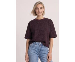 Sweatshirt STREET ONE, Damen, Gr. 46, rustic rouge, Sweatware, 49% Polyester, 43% Viskose, 8% Elasthan, gemustert, normal, Rundhals, abgesteppt, Sweatshirts Sweatshirt, aus softem Materialmix (6130326