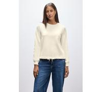 Sweatshirt STREET ONE, Damen, Gr. 46, soft beige, Sweatware, 60% Baumwolle, 40% Polyester, unifarben, normal, Rundhals, Bündchen, Sweatshirts Sweatshirt, mit Tunnelzug am Saum (29580557-46) soft beige