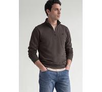 Sweatshirt STREET ONE MEN, Herren, Gr. S (38), braun (shadow braun), Sweatware, 80% Baumwolle, 20% Polyester, unifarben, normal, hoch geschlossener Ausschnitt, abgesteppt, Sweatshirts Sweatshirt, im s