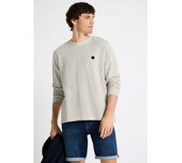 Sweatshirt STREET ONE MEN, Herren, Gr. XL (44), hellweiß, Sweatware, 100% Baumwolle, gestreift, normal, Rundhals, abgesteppt, Sweatshirts Sweatshirt, aus reiner Baumwolle (24203029-XL) hellweiß