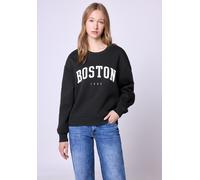 Sweatshirt STREET ONE STUDIO, Damen, Gr. 34, schwarz, Sweatware, 60% Baumwolle, 40% Polyester, bedruckt, loose fit, Rundhals, Bündchen, Sweatshirts Sweatshirt, mit Wording (64478110-34) schwarz