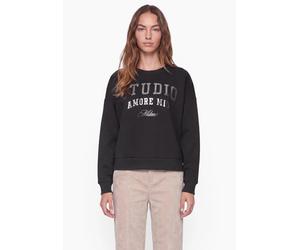 Sweatshirt STREET ONE STUDIO, Damen, Gr. 36, schwarz, Sweatware, 65% Baumwolle, 35% Polyester, unifarben, comfort fit, Rundhals, Rippbündchen, Sweatshirts Sweatshirt, Folienprint (90006141-36) schwarz