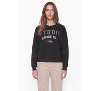 Sweatshirt STREET ONE STUDIO, Damen, Gr. 38, schwarz, Sweatware, 65% Baumwolle, 35% Polyester, unifarben, comfort fit, Rundhals, Rippbündchen, Sweatshirts Sweatshirt, Folienprint (90006141-38) schwarz