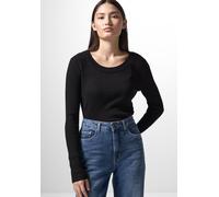 Sweatshirt STREET ONE STUDIO, Damen, Gr. 40, schwarz, Sweatware, 52% Viskose, 28% Polyester, 20% Polyamid, unifarben, normal, Rundhals, abgesteppt, Sweatshirts Sweatshirt, aus softem Materialmix (8258