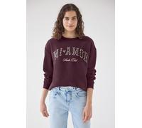 Sweatshirt STREET ONE STUDIO, Damen, Gr. 42, braun (very berry), Sweatware, 60% Baumwolle, 40% Polyester, normal, Rundhals, abgesteppt, Sweatshirts Sweatshirt, mit Wording (12649336-42) very berry
