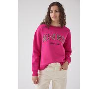 Sweatshirt STREET ONE STUDIO, Damen, Gr. 42, pink (ruby raspberry), Sweatware, 60% Baumwolle, 40% Polyester, normal, Rundhals, abgesteppt, Sweatshirts Sweatshirt, mit Wording (76117819-42) ruby raspbe