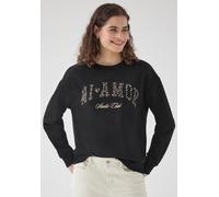 Sweatshirt STREET ONE STUDIO, Damen, Gr. 42, schwarz, Sweatware, 60% Baumwolle, 40% Polyester, normal, Rundhals, abgesteppt, Sweatshirts Sweatshirt, mit Wording (11760648-42) schwarz