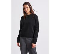 Sweatshirt STREET ONE STUDIO, Damen, Gr. 42, schwarz, Web, 60% Baumwolle, 40% Polyacryl, unifarben, normal, Rundhals, Rippbündchen, Sweatshirts Sweatshirt, mit Nietendeko (56355168-42) schwarz