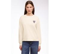 Sweatshirt STREET ONE STUDIO, Damen, Gr. 42, soft beige, Sweatware, 60% Baumwolle, 40% Polyester, unifarben mit Farbeinsatz, normal, Rundhals, Rippbündchen, Sweatshirts Sweatshirt, Feinstrick (2475643