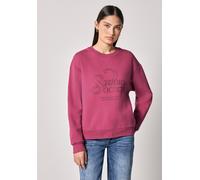 Sweatshirt STREET ONE STUDIO, Damen, Gr. 44, schwarz candy pink, Sweatware, 60% Baumwolle, 40% Polyester, gemustert, normal, Rundhals, Bündchen, Sweatshirts Sweatshirt (88808234-44) schwarz candy pink