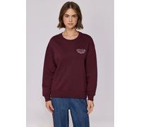 Sweatshirt STREET ONE STUDIO, Damen, Gr. 46, schwarz plum rot, Sweatware, 65% Baumwolle, 35% Polyester, unifarben, loose fit, Rundhals, elastischer Bund, Sweatshirts Sweatshirt, im soften Baumwoll-Mix