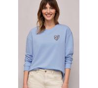 Sweatshirt STREET ONE STUDIO, Damen, Gr. 46, sky lavender blau, Sweatware, Obermaterial: 60% Baumwolle, 40% Polyester, unifarben, loose fit, Rundhals, Bündchen, Sweatshirts Sweatshirt, in Loose Shape 