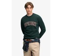 Sweatshirt SUPERDRY "ATHLETIC APPLIQUE RELAXED CREW", Herren, Gr. XXL, grün (enamel grün), angeraute Sweatware, Obermaterial: 60% Baumwolle, 40% Polyester, bedruckt, relaxed fit normal, Rundhals, Ripp
