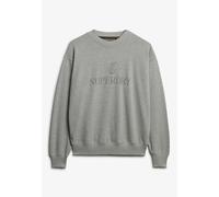 Sweatshirt SUPERDRY "BRITISH DESIGN RELAXED CREW", Damen, Gr. M, grau (grau marl), Sweatware, Obermaterial: 100% Seide, meliert, unifarben, relaxed fit hüftbedeckend, Rundhals, weit Rippbündchen, Swea