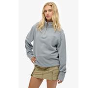 Sweatshirt SUPERDRY "CLASSIC ESSENTIAL HENLEY", Herren, Gr. M, blau (washed denim), angeraute Sweatware, Obermaterial: 100% Baumwolle, unifarben, regular fit normal, hoch geschlossener Ausschnitt, Rip