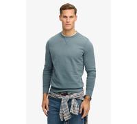 Sweatshirt SUPERDRY "CLASSIC ESSENTIAL SWEATSHIRT", Herren, Gr. XXL, stormy weather blau, angeraute Sweatware, Obermaterial: 100% Baumwolle, unifarben, relaxed fit normal, Rundhals, Rippbündchen, Swea