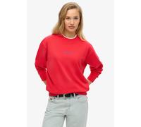 Sweatshirt SUPERDRY "CORE LOGO CITY LOOSE CREW", Damen, Gr. S, pink (hyper fire pink), Sweatware, Obermaterial: 100% Baumwolle, bedruckt, relaxed fit, Rundhals, Rippbündchen, Sweatshirts Sweatshirt (3