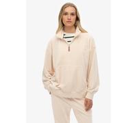 Sweatshirt SUPERDRY "COUNTRY CLUB VELOUR 1/4 ZIP", Damen, Gr. M, pink tint, Nicki;Sweatware, Obermaterial: 95% Polyester, 5% Elasthan, unifarben, relaxed fit hüftbedeckend, Rundhals, Rippbündchen, Swe