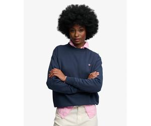 Sweatshirt SUPERDRY "ESSENTIAL HERITAGE CREW", Damen, Gr. L, blau (navy), Sweatware, Obermaterial: 100% Baumwolle, unifarben, relaxed fit normal, Rundhals, Sweatshirts Sweatshirt, mit Baumwolle und Sw