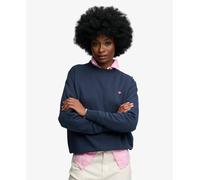 Sweatshirt SUPERDRY "ESSENTIAL HERITAGE CREW", Damen, Gr. XL, blau (navy), Sweatware, Obermaterial: 100% Baumwolle, unifarben, relaxed fit normal, Rundhals, Sweatshirts Sweatshirt, mit Baumwolle und S