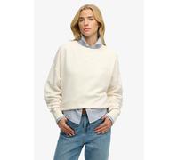 Sweatshirt SUPERDRY "ESSENTIAL LOGO CREW", Damen, Gr. L, desert bone sanftes weiß, Sweatware, Obermaterial: 100% Baumwolle, unifarben, oversize normal, Rundhals, Rippbündchen, Sweatshirts Sweatshirt (