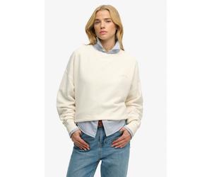 Sweatshirt SUPERDRY "ESSENTIAL LOGO CREW", Damen, Gr. S, desert bone sanftes weiß, Sweatware, Obermaterial: 100% Baumwolle, unifarben, oversize normal, Rundhals, Rippbündchen, Sweatshirts Sweatshirt (