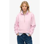 Sweatshirt SUPERDRY "ESSENTIAL LOGO EMB HALF ZIP", Damen, Gr. XL, pink lady, Sweatware, Obermaterial: 80% Baumwolle, 20% Polyester, unifarben, loose fit normal, Rundhals, Sweatshirts Sweatshirt (46615