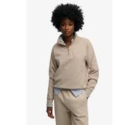 Sweatshirt SUPERDRY "ESSENTIAL LOGO EMB HALF ZIP", Damen, Gr. XS, feather grau, Sweatware, Obermaterial: 70% Baumwolle, 30% Polyester, unifarben, loose fit normal, Rundhals, Sweatshirts Sweatshirt (76