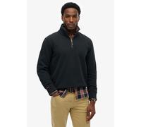 Sweatshirt SUPERDRY "ESSENTIAL LOGO HENLEY", Herren, Gr. L, eclipse navy, angeraute Sweatware, Obermaterial: 70% Baumwolle, 30% Polyester, unifarben, loose fit normal, ohne Ausschnitt, Rippbündchen, S