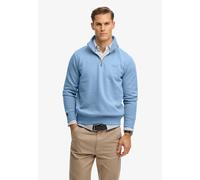 Sweatshirt SUPERDRY "ESSENTIAL LOGO HENLEY", Herren, Gr. S, endless sky blau, angeraute Sweatware, Obermaterial: 70% Baumwolle, 30% Polyester, unifarben, loose fit normal, ohne Ausschnitt, Rippbündche