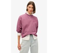 Sweatshirt SUPERDRY "ESSENTIAL LOGO OVERDYED SWEAT", Damen, Gr. M, rosa (shocking pink), Sweatware, Obermaterial: 100% Baumwolle, unifarben, lässig geschnitten hüftbedeckend, Rundhals, Rippbündchen, S