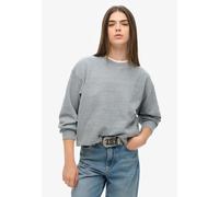 Sweatshirt SUPERDRY "ESSENTIAL LOGO OVERDYED SWEAT", Damen, Gr. XS, blau (blau fog), Sweatware, Obermaterial: 100% Baumwolle, unifarben, lässig geschnitten hüftbedeckend, Rundhals, Rippbündchen, Sweat