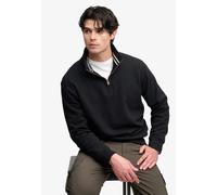 Sweatshirt SUPERDRY "ESSENTIAL SERIF LOGO HALF ZIP", Herren, Gr. L, schwarz, angeraute Sweatware, Obermaterial: 60% Baumwolle, 40% Polyester, bedruckt, relaxed fit normal, Rundhals, Rippbündchen, Swea