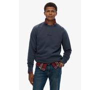 Sweatshirt SUPERDRY "MICRO LOGO CREW", Herren, Gr. 3XL, blau knight, angeraute Sweatware, Obermaterial: 80% Baumwolle, 20% Polyester, unifarben, relaxed fit hüftlang, Rundhals, Rippbündchen, Sweatshir