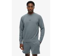 Sweatshirt SUPERDRY "MICRO LOGO CREW", Herren, Gr. L, stormy weather blau, angeraute Sweatware, Obermaterial: 80% Baumwolle, 20% Polyester, unifarben, loose fit normal, Rundhals, Sweatshirts Sweatshir