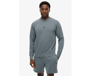 Sweatshirt SUPERDRY "MICRO LOGO CREW", Herren, Gr. XL, stormy weather blau, angeraute Sweatware, Obermaterial: 80% Baumwolle, 20% Polyester, unifarben, loose fit normal, Rundhals, Sweatshirts Sweatshi