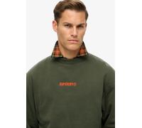 Sweatshirt SUPERDRY "MICRO LOGO GRAPHIC LOOSE CREW", Herren, Gr. L, grün (army khaki), Sweatware, Obermaterial: 80% Baumwolle, 20% Polyester, unifarben, oversize hüftlang, Rundhals, Sweatshirts Sweats