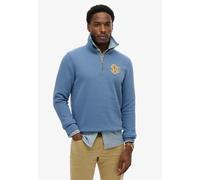Sweatshirt SUPERDRY "Sd&co Neon Half Zip Track", Herren, Gr. L, blau (bay blau), angeraute Sweatware, Obermaterial: 100% Baumwolle, bedruckt, normal, Rundhals, Rippbündchen, Sweatshirts Sweatshirt (78